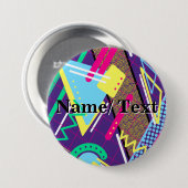90's Pattern, Retro Paarse Pattern Ronde Button 7,6 Cm (Voorkant /achterkant)