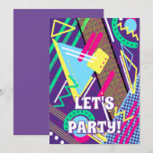 90s Pattern Retro Purple Yellow Neon Kaart (Voorkant / Achterkant)