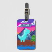 90s Pixel Gamer Gepixeldeerd - Dinosaurus Illustra Bagagelabel (Voorkant (verticaal))