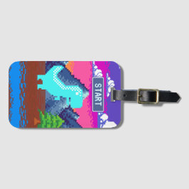 90s Pixel Gamer Pixelated - Dinosaur Illustration  Bagagelabel