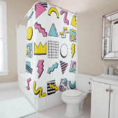 90's Pop Memphis Design Elements Douchegordijn (In situ)