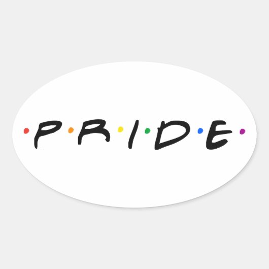 90's PRIDE T-Shirt Ovale Sticker (Voorkant)