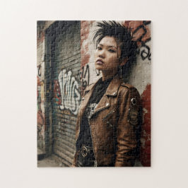 90s Punk Rock Aziatische vrouw rebel Legpuzzel