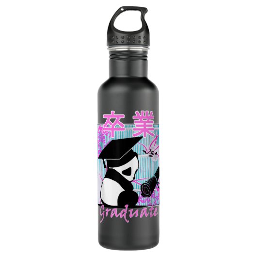 90s Retro Anime Afstuderen Ideeën Panda Japanse Ka Waterfles (Voorkant)