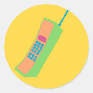 90s Retro "Brick" Telefoon Ronde Sticker
