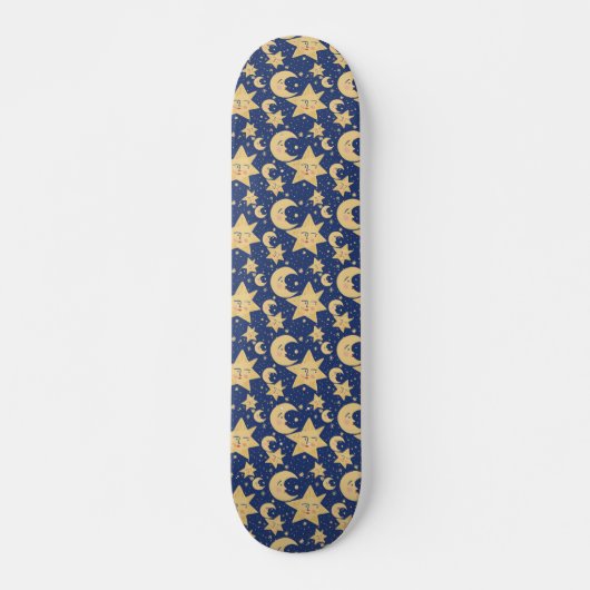 90s Retro Celestial Skateboard Deck Moon & Stars (Voorkant)