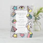 90s Retro Era Theme Party Event Kaart (Staand voorkant)