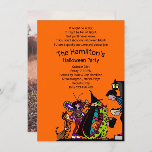 90's Retro Fun Halloween Trick or treat Kostuum Kaart (Voorkant / Achterkant)