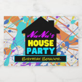 90's Retro Hip Hop Thema House Party Kleurrijk Sparkling Wijnetiket (Enkel label)