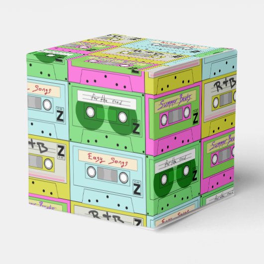 90s Retro Kleurrijke Muziek Cassettes Favor Box Bedankdoosjes (Achterkant)