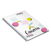 90s Retro Memphis Patroon met Aangepaste Naam Notitieboek (Rechterzijde)
