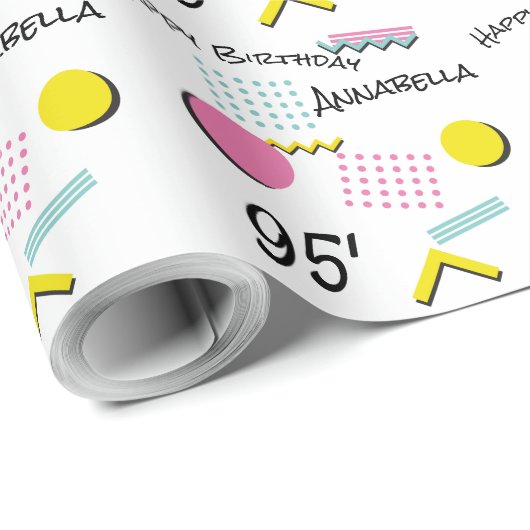 90s Retro Memphis Pattern Cadeaupapier (Rol Hoek)