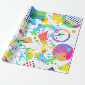 90s Retro Neon Pattern Design Gift Wrapping Paper Cadeaupapier (Uitgerold)