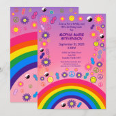 90s Retro Nostalgische Roze Verjaardagsuitnodiging Kaart (Voorkant / Achterkant)