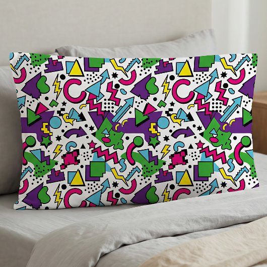 90s Retro Paars Turquoise Groen Memphis Stijl Kussensloop