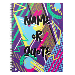 90s Retro Patroon Geometrisch Paars Jaren Negentig Notitieboek