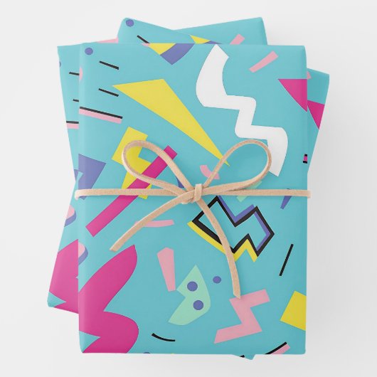 90s Retro Pop Art Pattern Inpakpapier Vel (In situ)