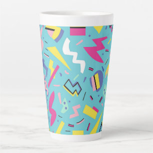 90s Retro Pop Art Pattern Latte Mok