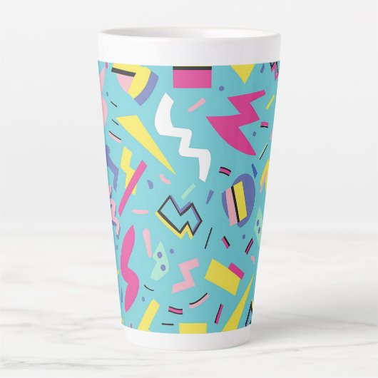 90s Retro Pop Art Pattern Latte Mok (Voorkant)