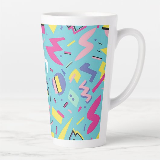 90s Retro Pop Art Pattern Latte Mok (Rechts)