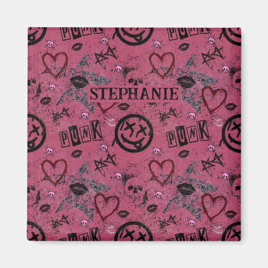 90s Retro Roze Girly Punk Magneet (Voorkant)