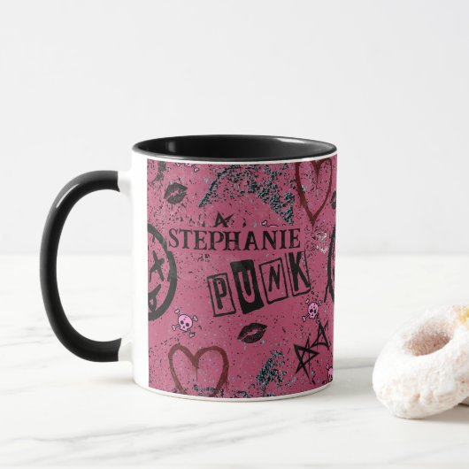 90s Retro Roze Girly Punk Mok (Met donut)