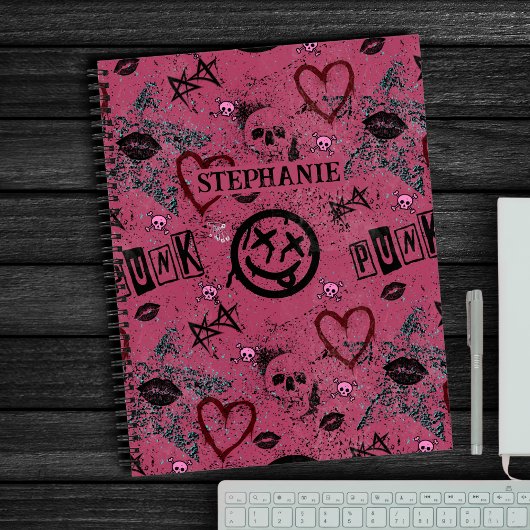 90s Retro Roze Girly Punk Notitieboek