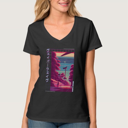 90's Retro Synthwave Japanese Vaporwave Otaku Aest T-shirt (Voorkant)