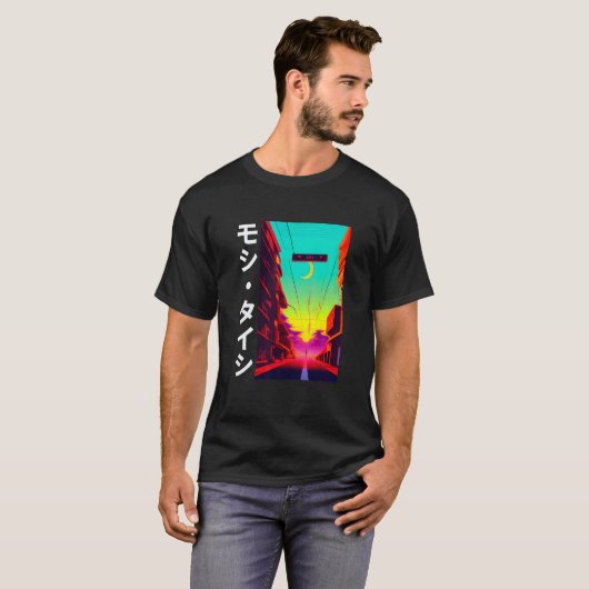 90's Retro Synthwave Japanese Vaporwave Otaku Aest T-shirt (Voorkant volledig)