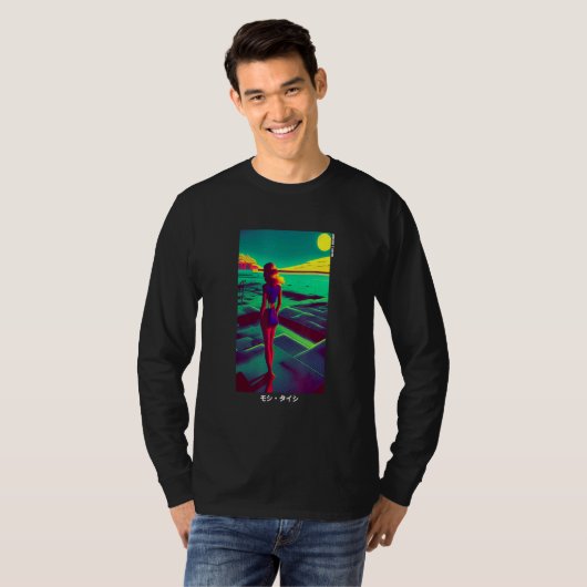 90's Retro Synthwave Japanese Vaporwave Otaku Aest T-shirt (Voorkant volledig)