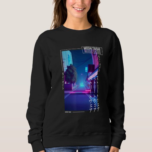 90's Retro Synthwave Japanse Vaporwave Otaku Esthe Trui (Voorkant)