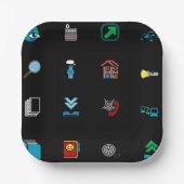 90s Retro Tech and Web Icon Pattern Papieren Bordje (Voorkant)