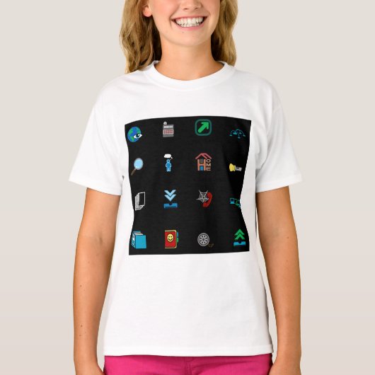 90s Retro Tech and Web Icon Pattern T-shirt (Voorkant)