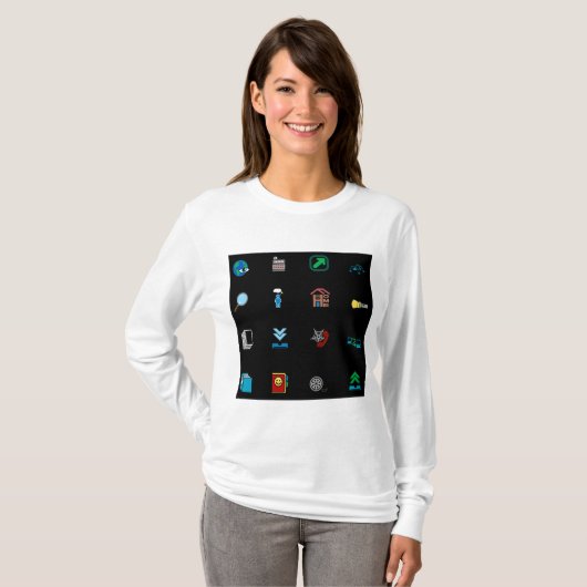 90s Retro Tech and Web Icon Pattern T-shirt (Voorkant volledig)