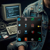 90s Retro Tech and Web Icon Pattern Vierkante Button 5,1 Cm