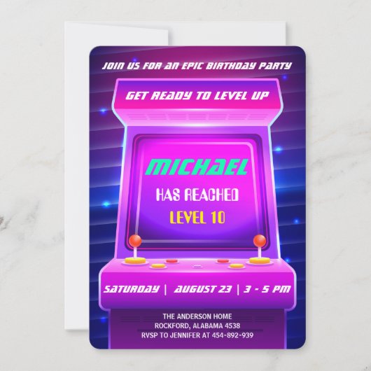 90's Retro Video Games Birthday Uitnodiging (Voorkant)