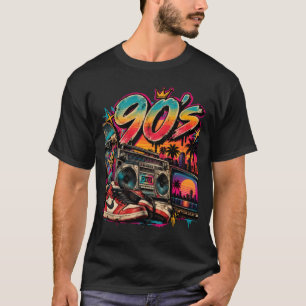 90s Retro Vintage Muziek Cassette Boombox Heren T- T-shirt