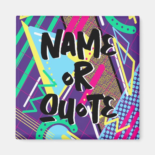 90s Retropatroon, Blauw Paarse Gele Geometrische Magneet (Voorkant)