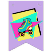 90s roller schaats Happy Birthday blauwgroen paars Vlaggetjes (Eerste vlag)