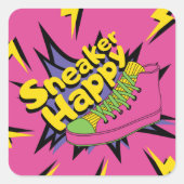 90's Sneaker Happy Vierkante Sticker (Voorkant)