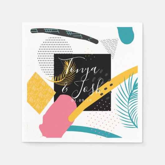 90s Spetterende Abstracte Art Collage Servet (Voorkant)