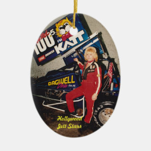 90'S Sprint Dirt Champion Hollywood "Jett Starr" Keramisch Ornament