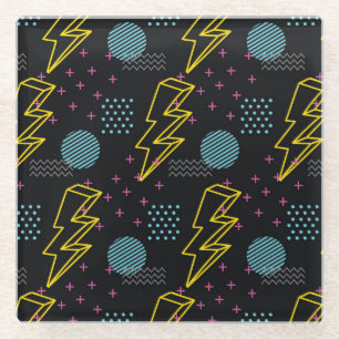 90's stijl: kleurrijk abstract patroon glazen onderzetter