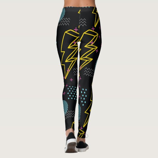 90's stijl: kleurrijk abstract patroon leggings (Achterkant)