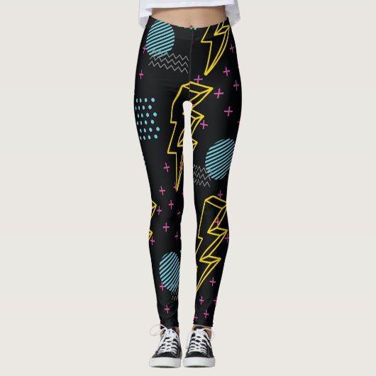 90's stijl: kleurrijk abstract patroon leggings (Voorkant)