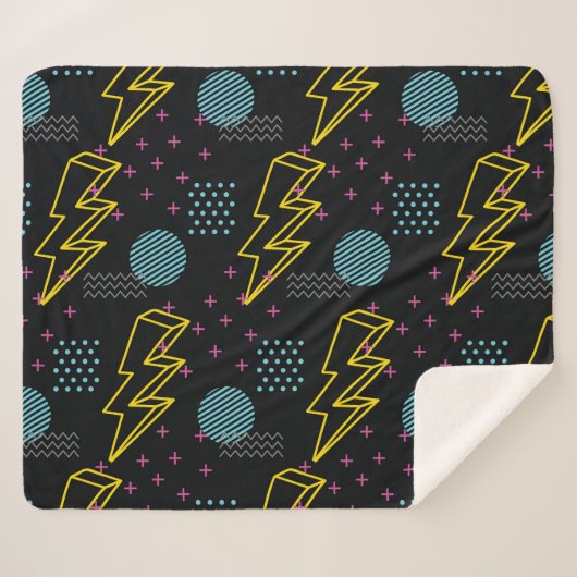 90's stijl: kleurrijk abstract patroon sherpa deken (Voorkant (horizontaal))