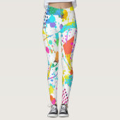 90s Stijl kleurrijke geometrische retroflectorstij Leggings (Voorkant)