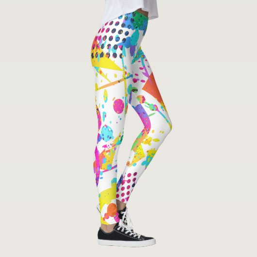 90s Stijl kleurrijke geometrische retroflectorstij Leggings (Rechts)