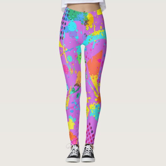 90s Stijlkleurige Geometrische Retrograafstijl Sti Leggings (Voorkant)