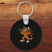 90s Style Cartoon Rat Lifting Weights Tank Top_2  Sleutelhanger (Voorkant)